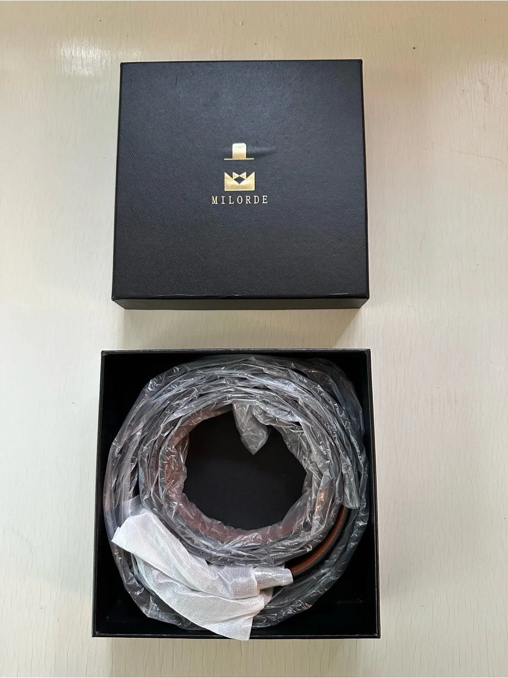 MILORDE Men's Leather Dress Belt 2~Pack Black/Brown Size 40